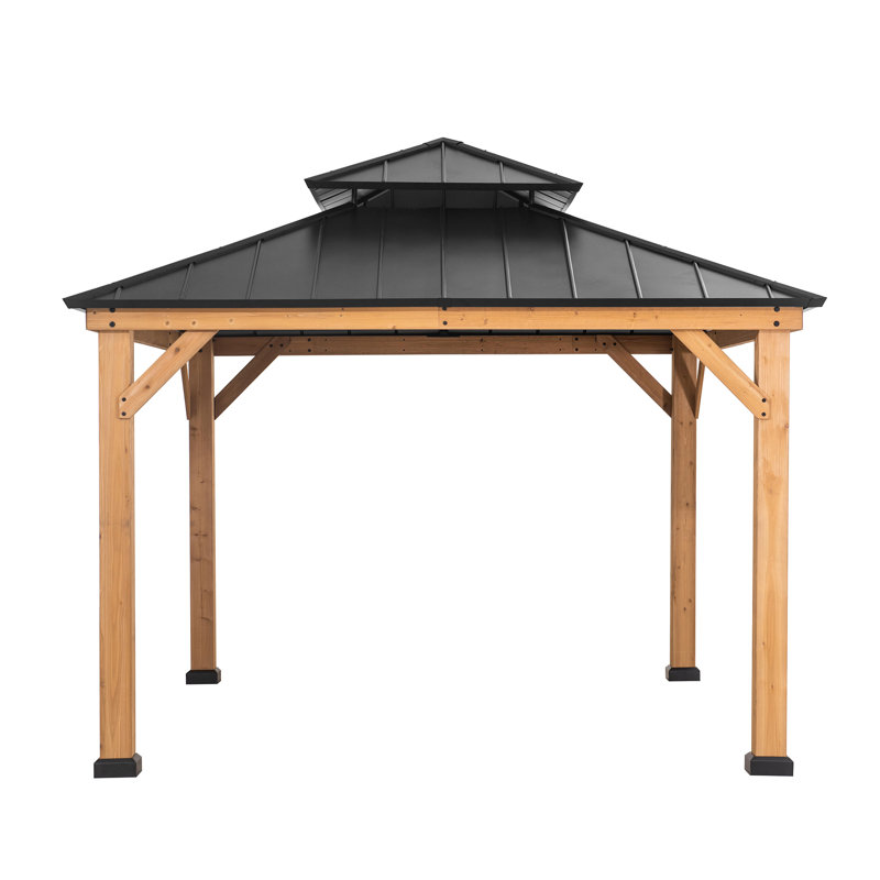 Sunjoy Archwood Patio Cedar Framed Steel Hardtop Gazebo & Reviews